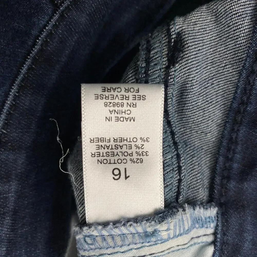 H by Halston Crop‎ Back Seam Slit Raw Hem Women's size 16 Blue Dneim Jeans